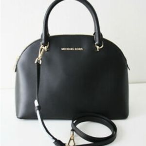 Michael Kors  emmy black large dome leather satchel